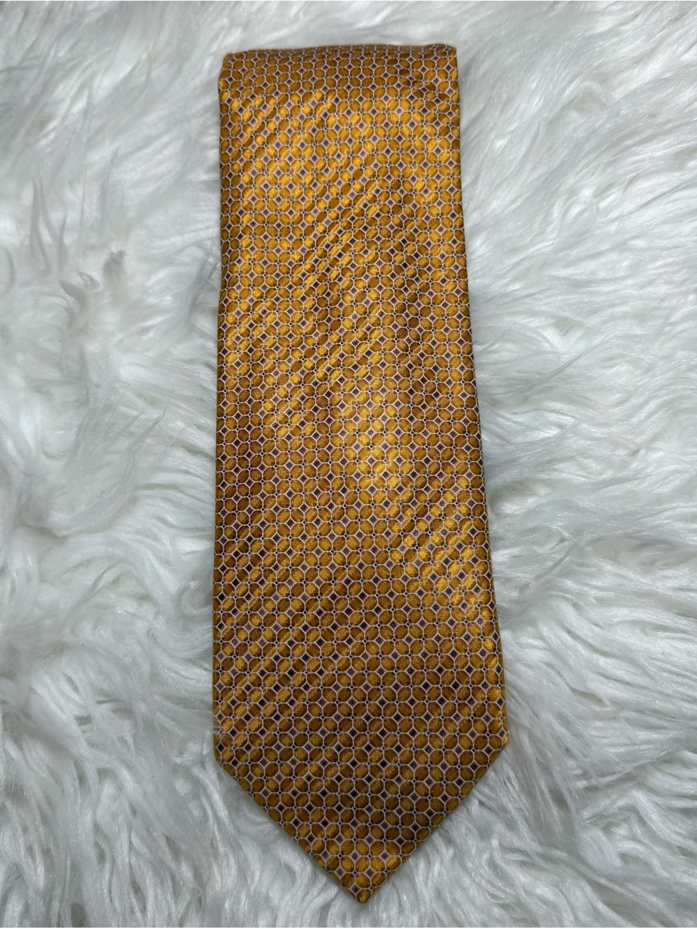 Canali Golden Honey Geometric Silk Tie